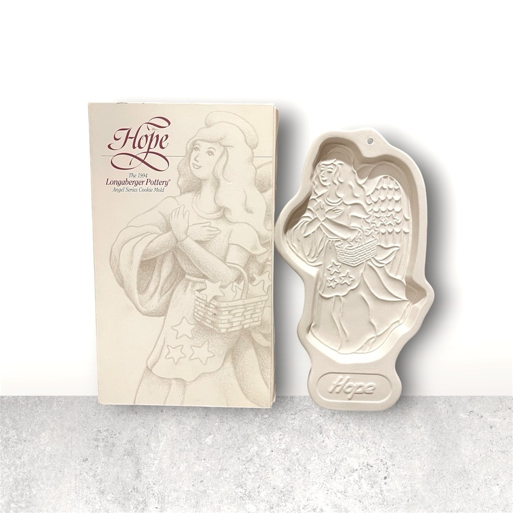 Vtg Never Used Longaberger Pottery 1994 Angel Series "Hope" Cookie Mold